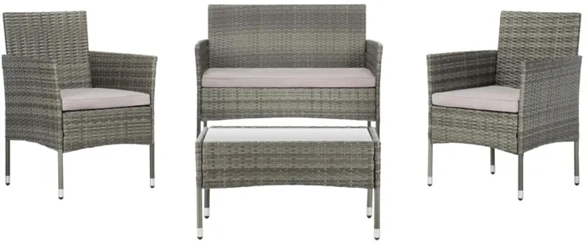 Watkins 4-pc. Patio Set in Gray / Beige by Safavieh