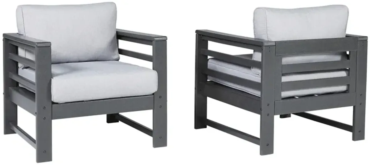 Amora Outdoor Lounge Chair - Set of 2 in Charcoal Gray by Ashley Furniture