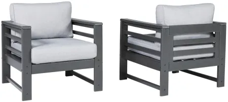 Amora Outdoor Lounge Chair - Set of 2 in Charcoal Gray by Ashley Furniture