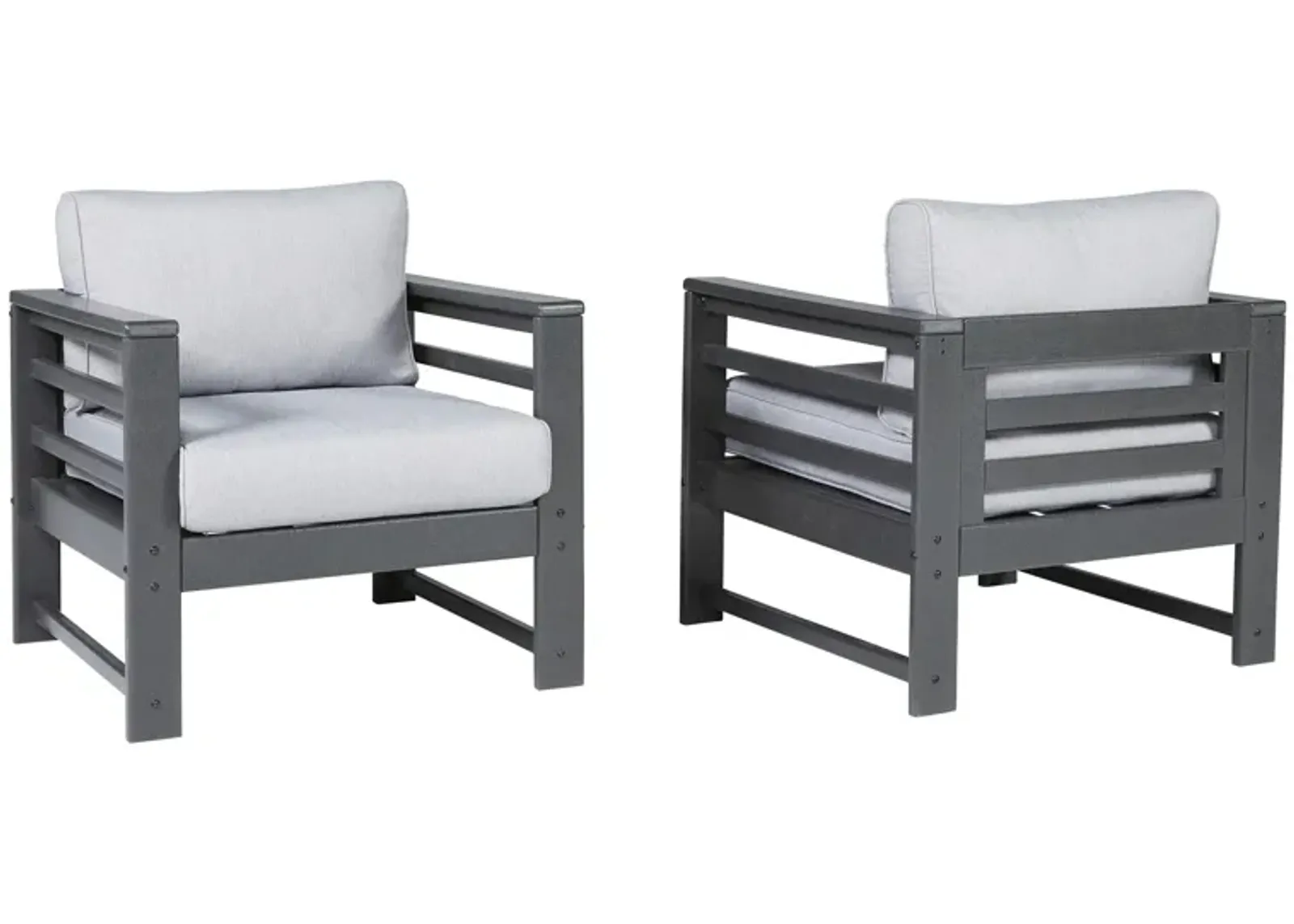 Amora Outdoor Lounge Chair - Set of 2 in Charcoal Gray by Ashley Furniture