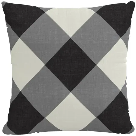 20" Outdoor Diamond Check Pillow in Diamond Check Charcoal by Skyline