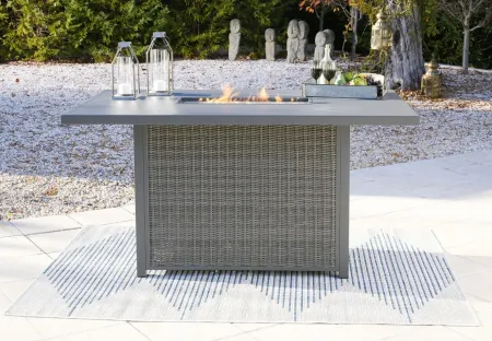 Palazzo Outdoor Bar Table with Fire Pit in Black by Ashley Furniture