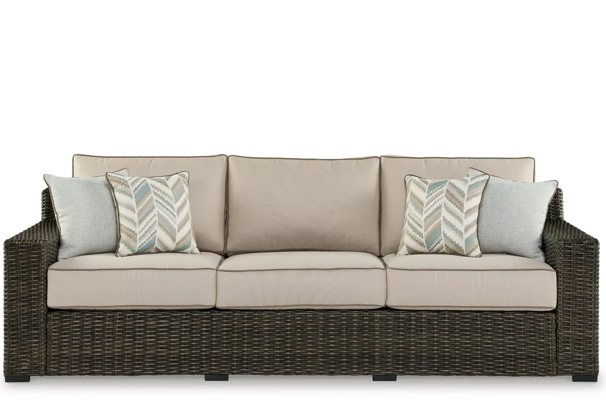 Coastline Bay Outdoor Sofa in Brown/Beige by Ashley Furniture