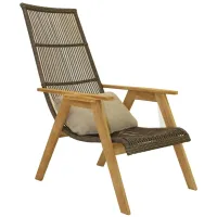 Bohemian Teak and Wicker Basket Lounger in Gray by Outdoor Interiors