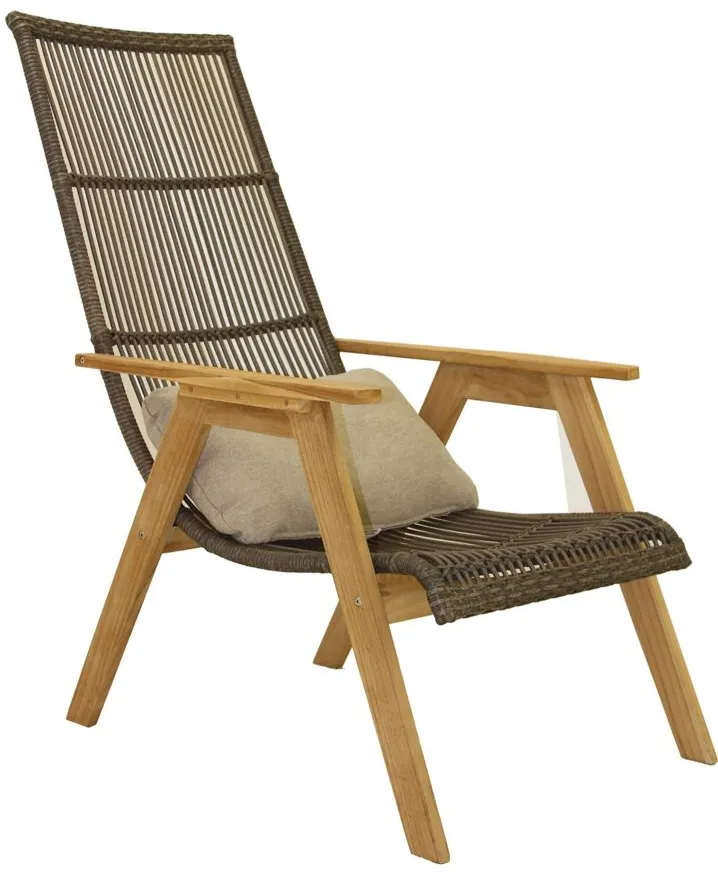 Bohemian Teak and Wicker Basket Lounger in Gray by Outdoor Interiors