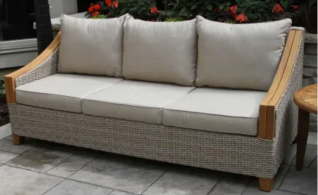 Sea Drift Wicker and Teak Outdoor Sofa in Dupione Brown by Outdoor Interiors