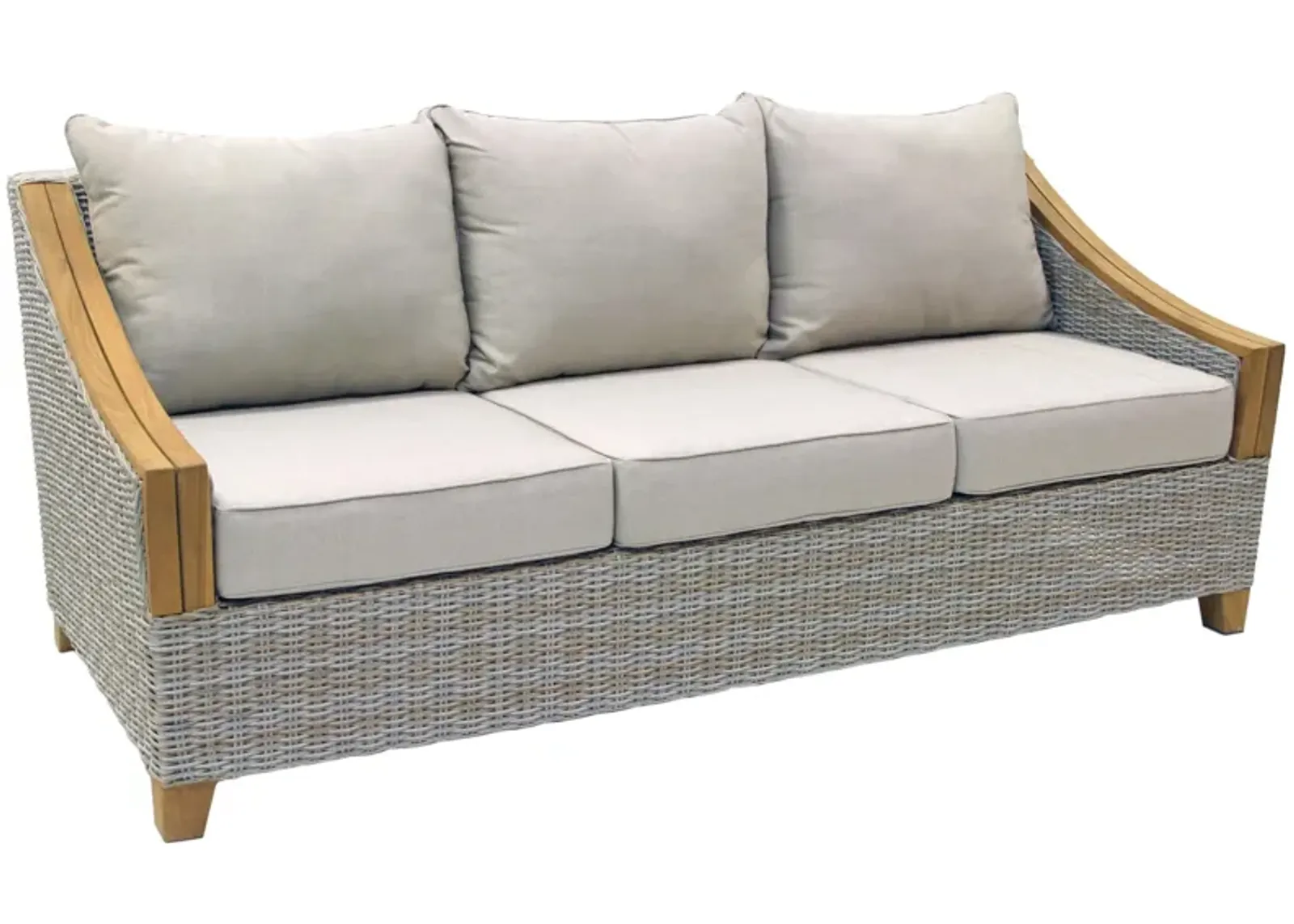 Sea Drift Wicker and Teak Outdoor Sofa in Dupione Brown by Outdoor Interiors