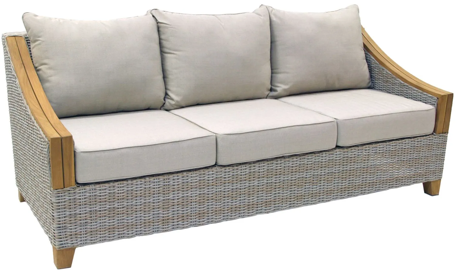 Sea Drift Wicker and Teak Outdoor Sofa in Ash Gray by Outdoor Interiors