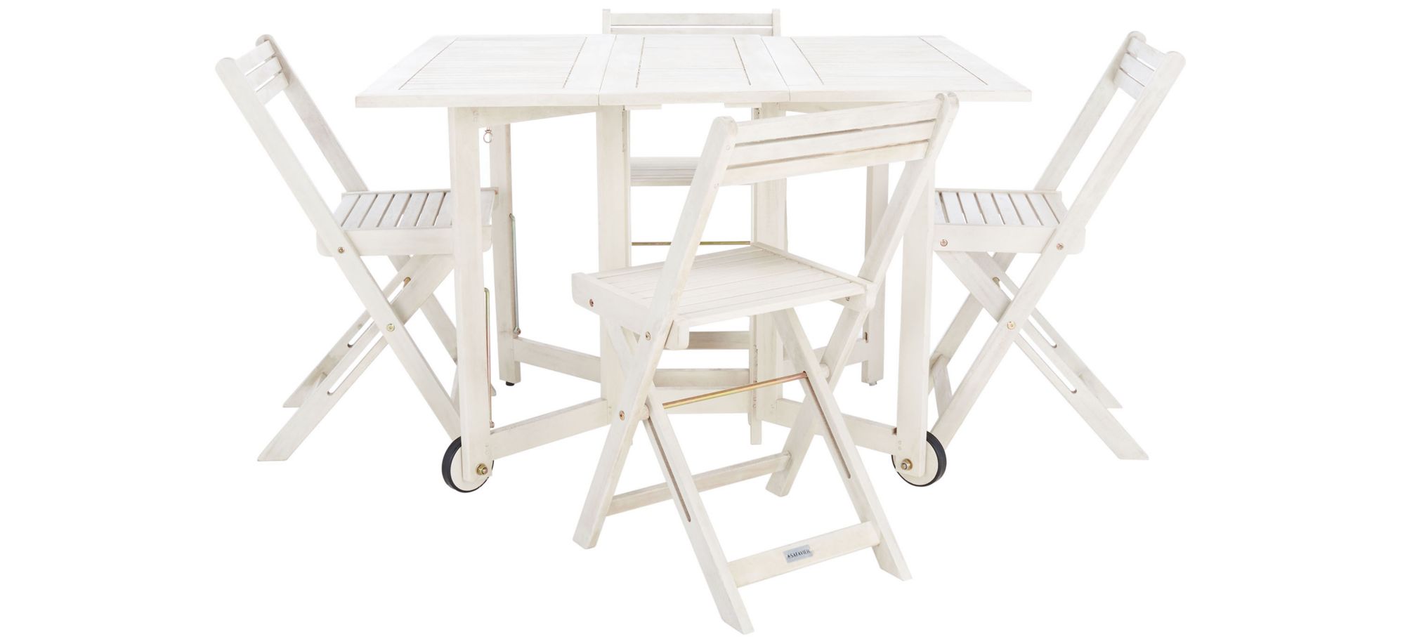 Nasya 5-pc. Outdoor Cabinet Dining Set in White by Safavieh