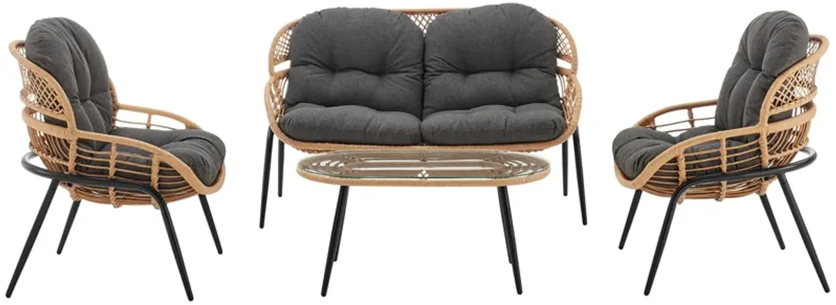 Pine 4 Pc Patio Conversation Set