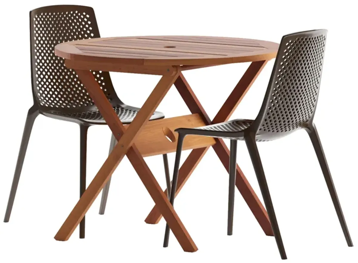 Amazonia 3-pc. Outdoor Octogonal Patio Dining Set in Brown by International Home Miami