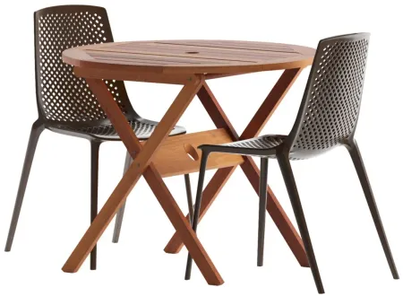 Amazonia 3-pc... Outdoor Octogonal Patio Dining Set in Brown by International Home Miami