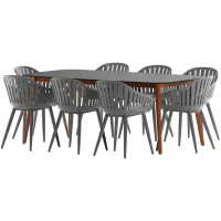 Amazonia 9-pc. Outdoor Rectangular Patio Dining Set in Brown by International Home Miami