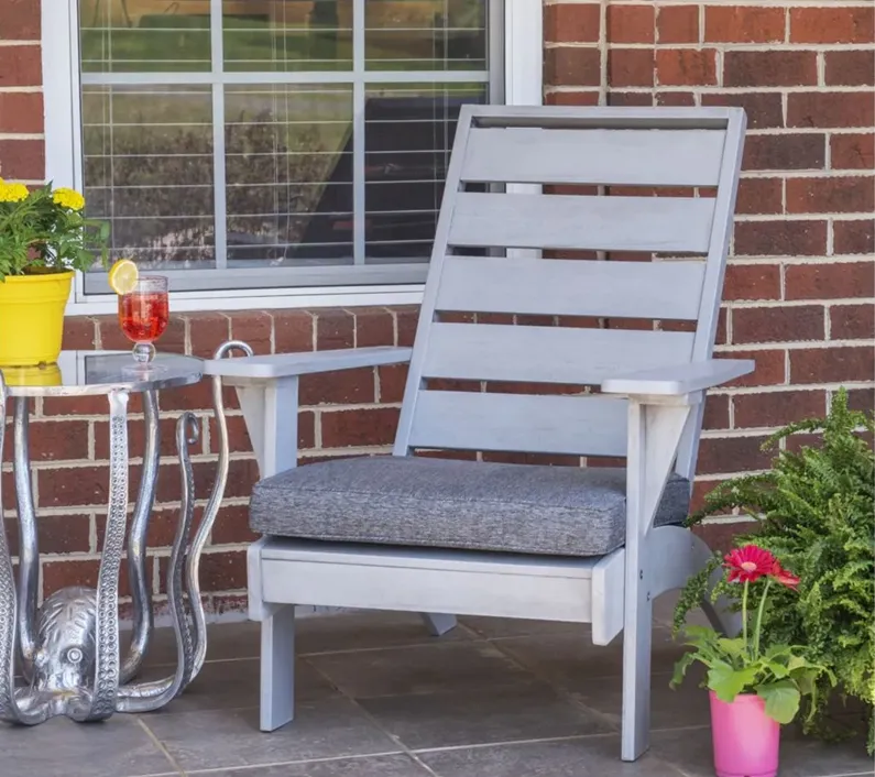 Rockport Nantucket Chair With Cushion in Gray by Linon Home Decor