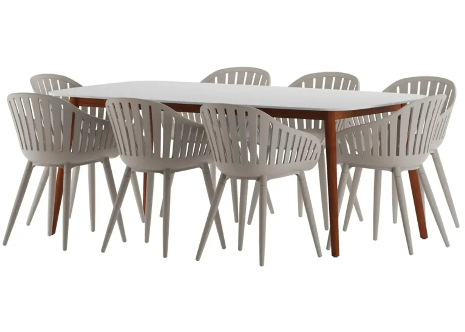 Amazonia 9-pc. Outdoor Rectangular Patio Dining Set in Faye Ash by International Home Miami