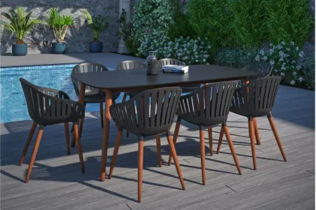 Amazonia 9-pc. Outdoor Rectangular Patio Dining Set in Stone Gray by International Home Miami