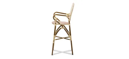 Marguerite Outdoor Stackable Bistro Bar Stool in Black & Driftwood by Wholesale Interiors