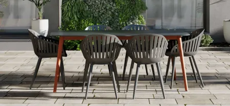 Amazonia 7-pc. Outdoor Rectangular Patio Dining Set in Faye Sand by International Home Miami