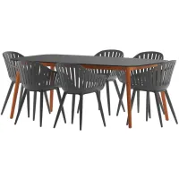 Amazonia 7-pc. Outdoor Rectangular Patio Dining Set in Black by International Home Miami