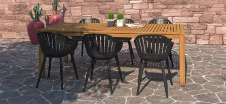 Amazonia 7-pc. Outdoor Rectangular Patio Dining Set in Faye Ash by International Home Miami