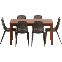 Amazonia 9-pc. Outdoor Square Patio Dining Set in Weathered Gray Teak by International Home Miami
