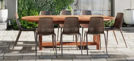 Amazonia 9-pc. Outdoor Oval Patio Dining Set in Gray Concrete by International Home Miami