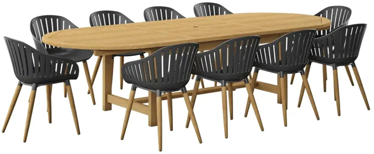 Amazonia 11-pc. Outdoor Oval Patio Dining Set in Dark Gray by International Home Miami