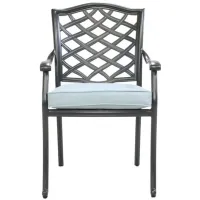 Halston Outdoor Dining Arm Chair - Set of 2 in Espresso Brown, Light Blue by Bellanest