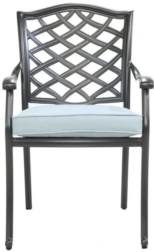 Halston Outdoor Dining Arm Chair - Set of 2 in Espresso Brown, Light Blue by Bellanest