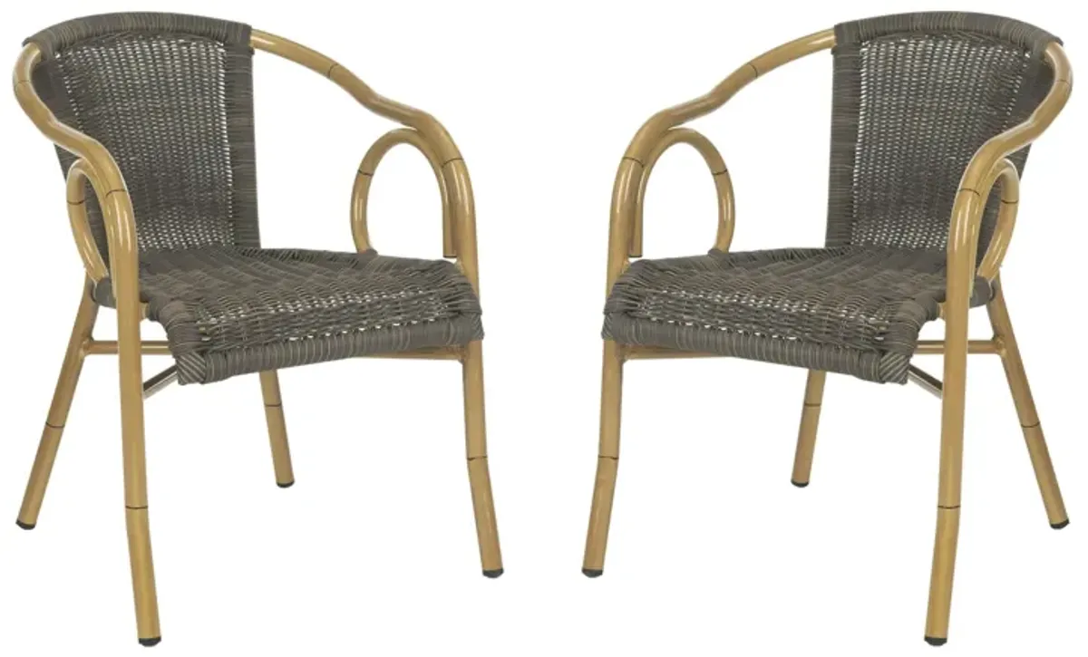 Ransin Outdoor Arm Chair - Set of 2 in Stone Gray by Safavieh