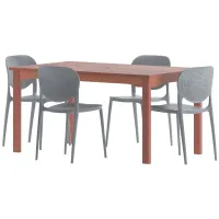 Amazonia Outdoor 5- pc. Eucalyptus Wood Dining Set in Brown;Gray by International Home Miami