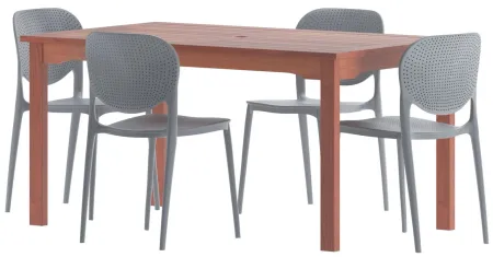 Amazonia Outdoor 5- pc. Eucalyptus Wood Dining Set in Brown;Gray by International Home Miami