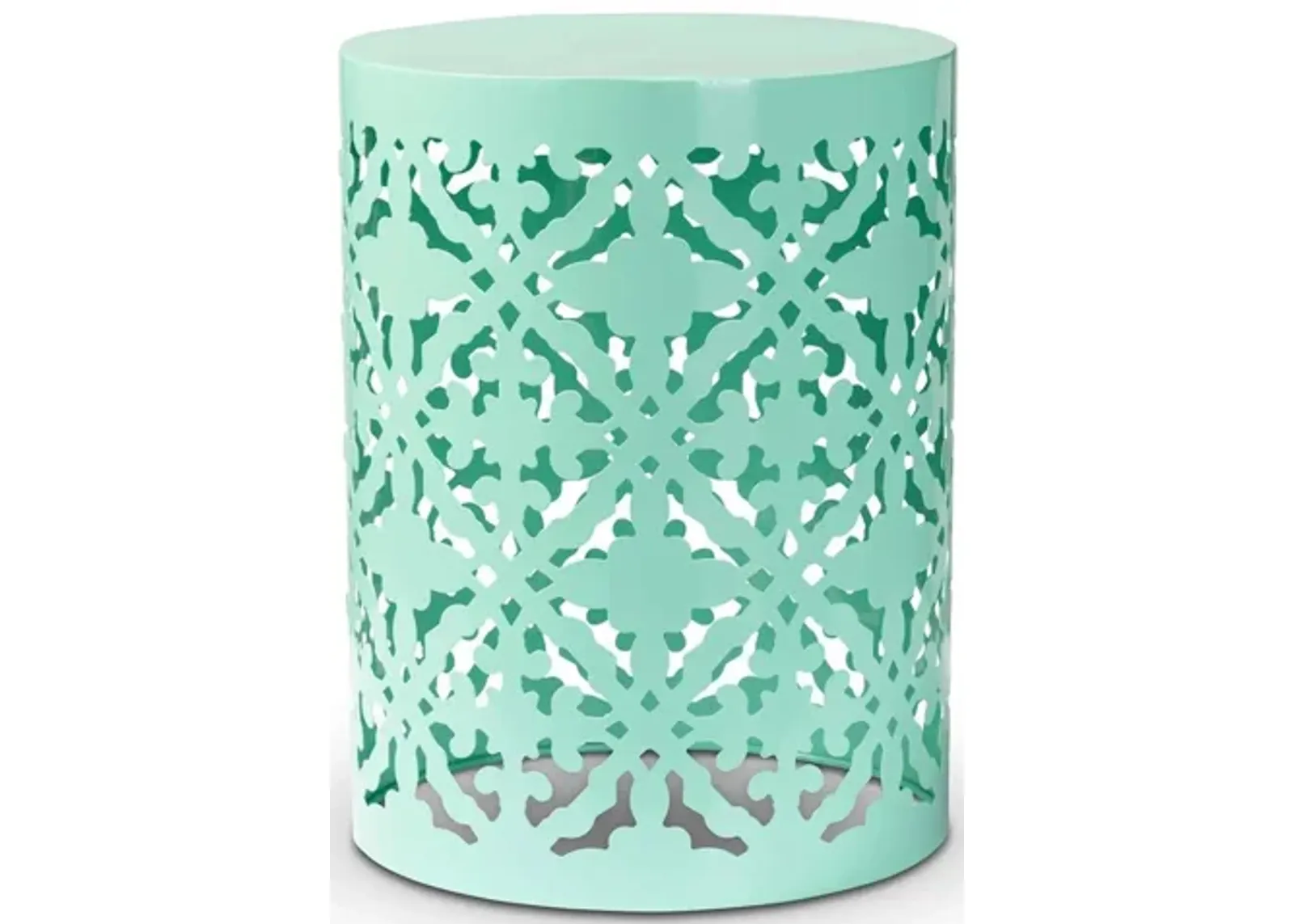 Jamila Metal Outdoor Side Table in Taupe by Wholesale Interiors