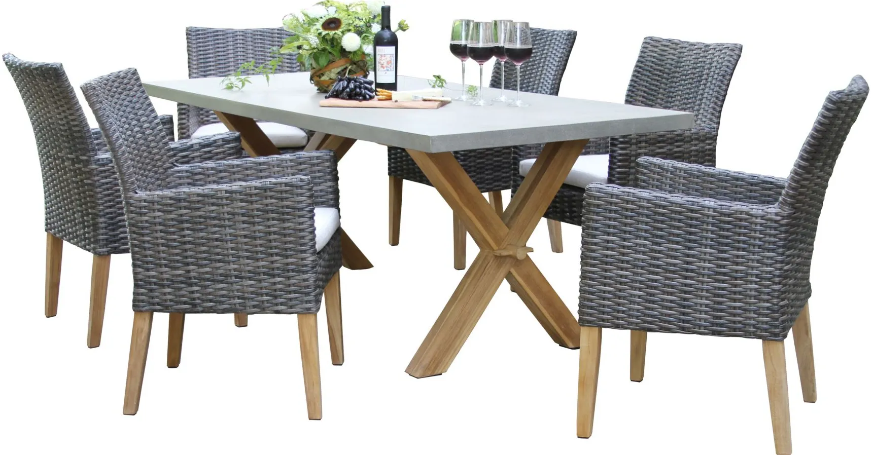 Cagle Outdoor 7-pc Table Set in Stone by Outdoor Interiors