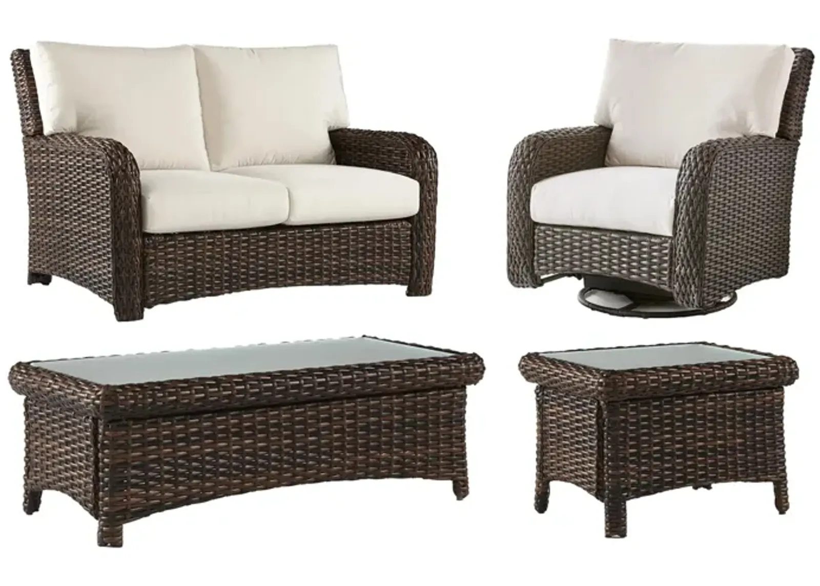 St Tropez 4 Pc Outdoor Living Set in Tobacco by South Sea Outdoor Living