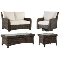 St Tropez 4 Pc Outdoor Living Set in Tobacco by South Sea Outdoor Living
