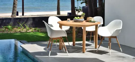 Lifestyle Garden 5-Pc. Outdoor Round Dining Set in White by International Home Miami