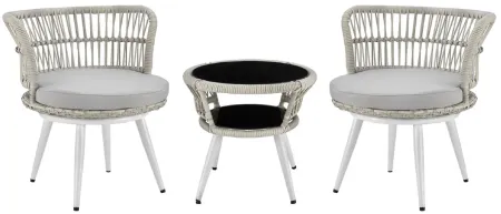 Monaco 3-pc Patio Set in White and Gray by Manhattan Comfort