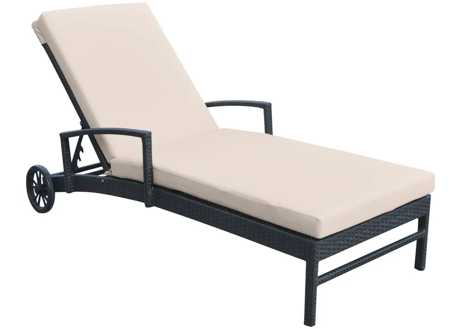 Vida Outdoor Wicker Chaise Lounge in Beige by Armen Living