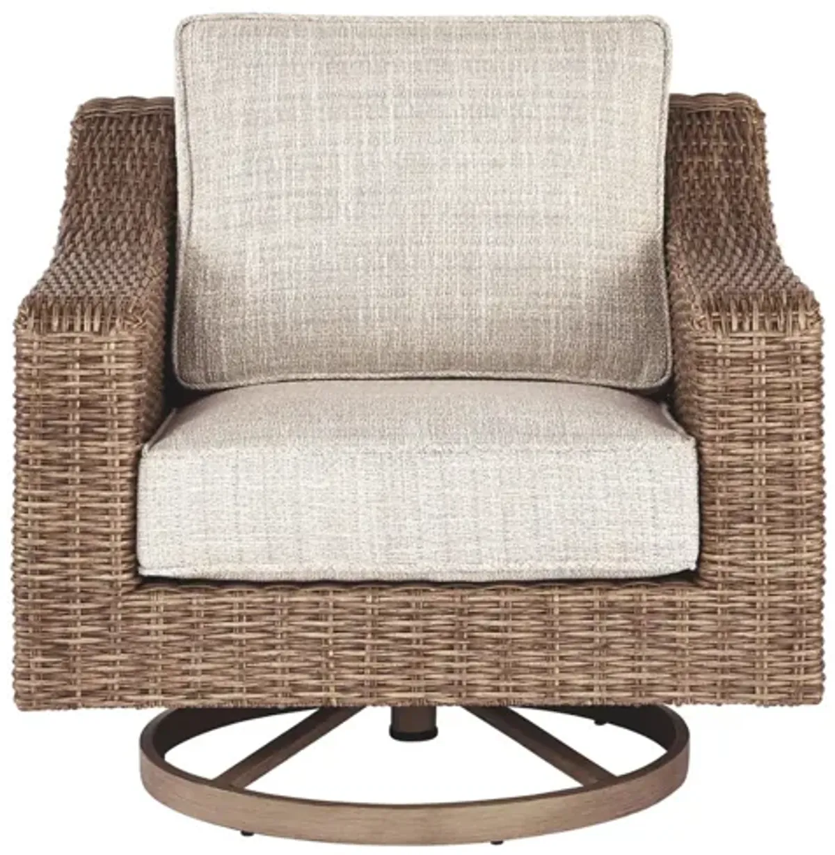 Beachcroft Outdoor Swivel Chair in Beige by Ashley Furniture