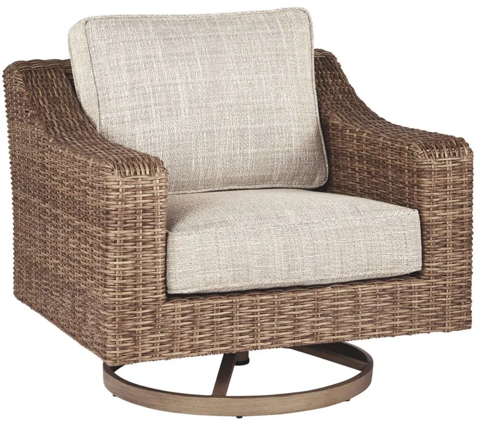 Beachcroft Outdoor Swivel Chair in Beige by Ashley Furniture