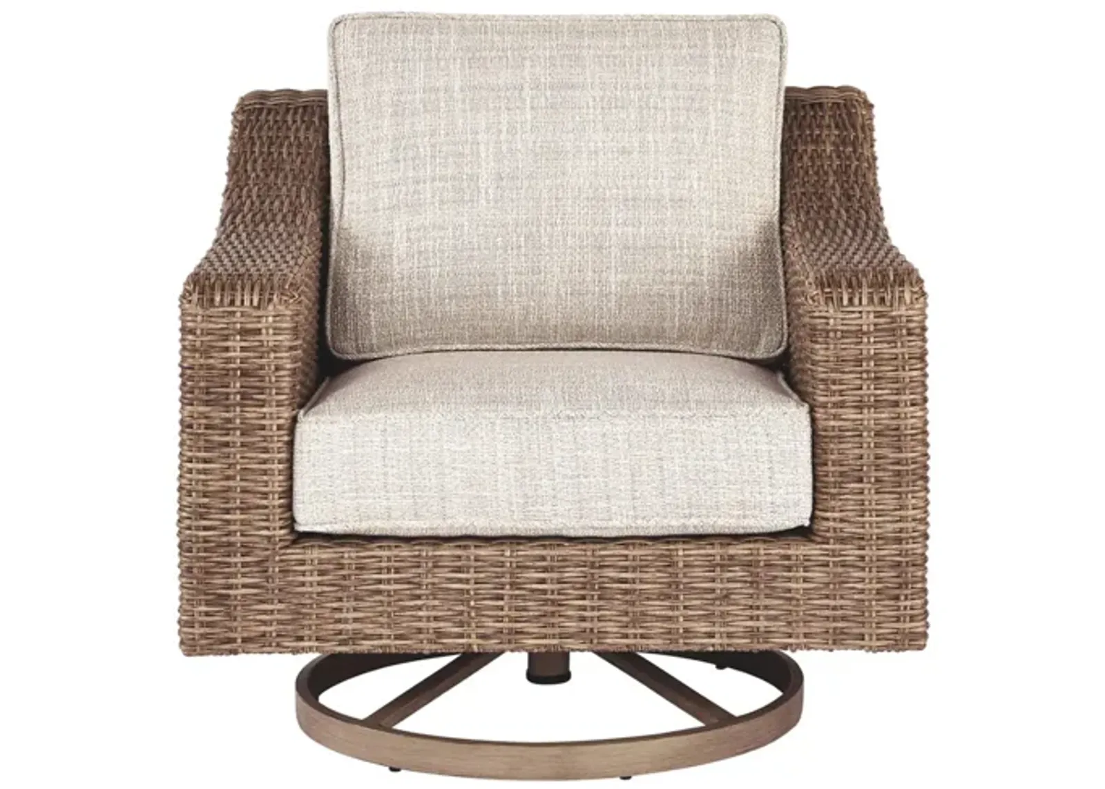 Beachcroft Outdoor Swivel Chair in Beige by Ashley Furniture