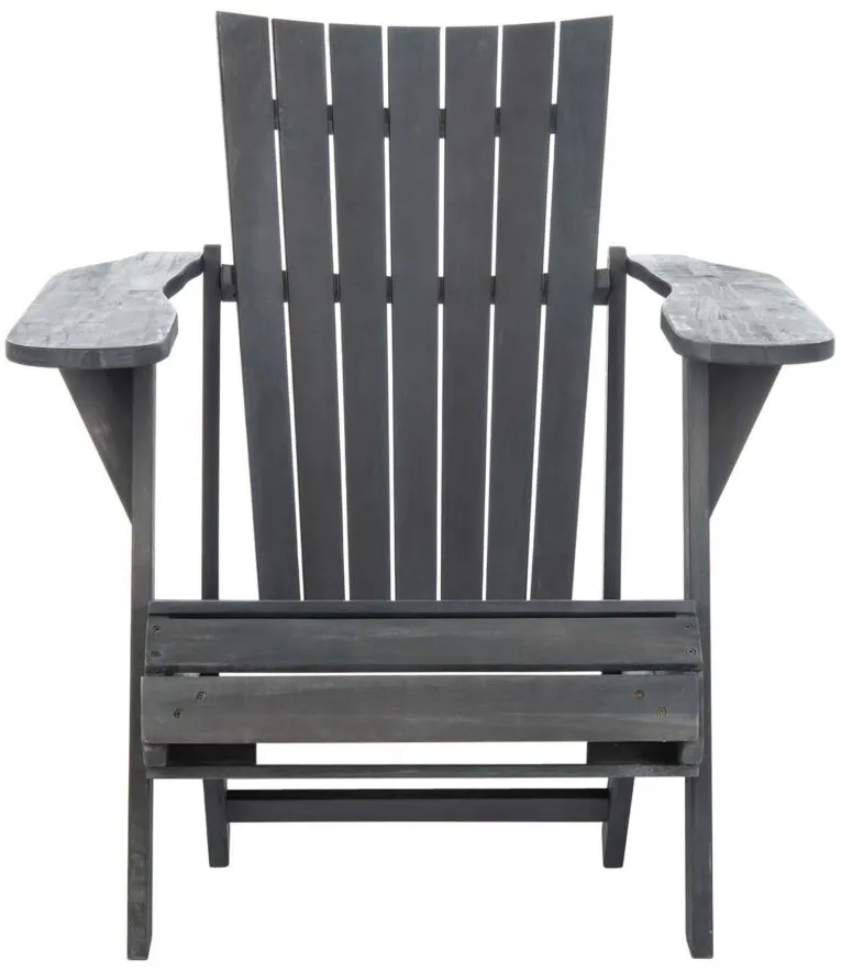 Allaire Outdoor Adirondack Chair with Retractable Footrest in Natural / White by Safavieh