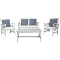Bryce 4-pc. Patio Set in Natural / Green Cushion by Safavieh