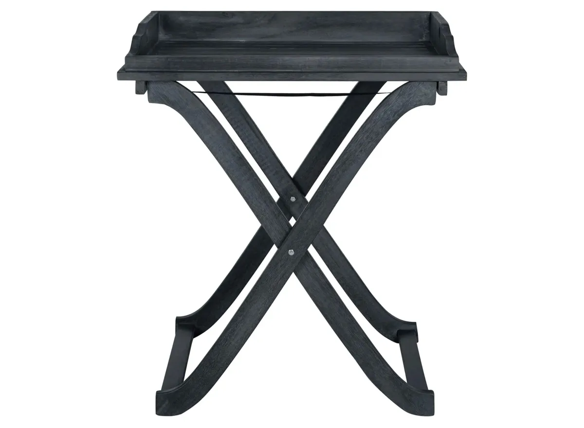 Covina Outdoor Tray Table in Weathered Wood by Safavieh