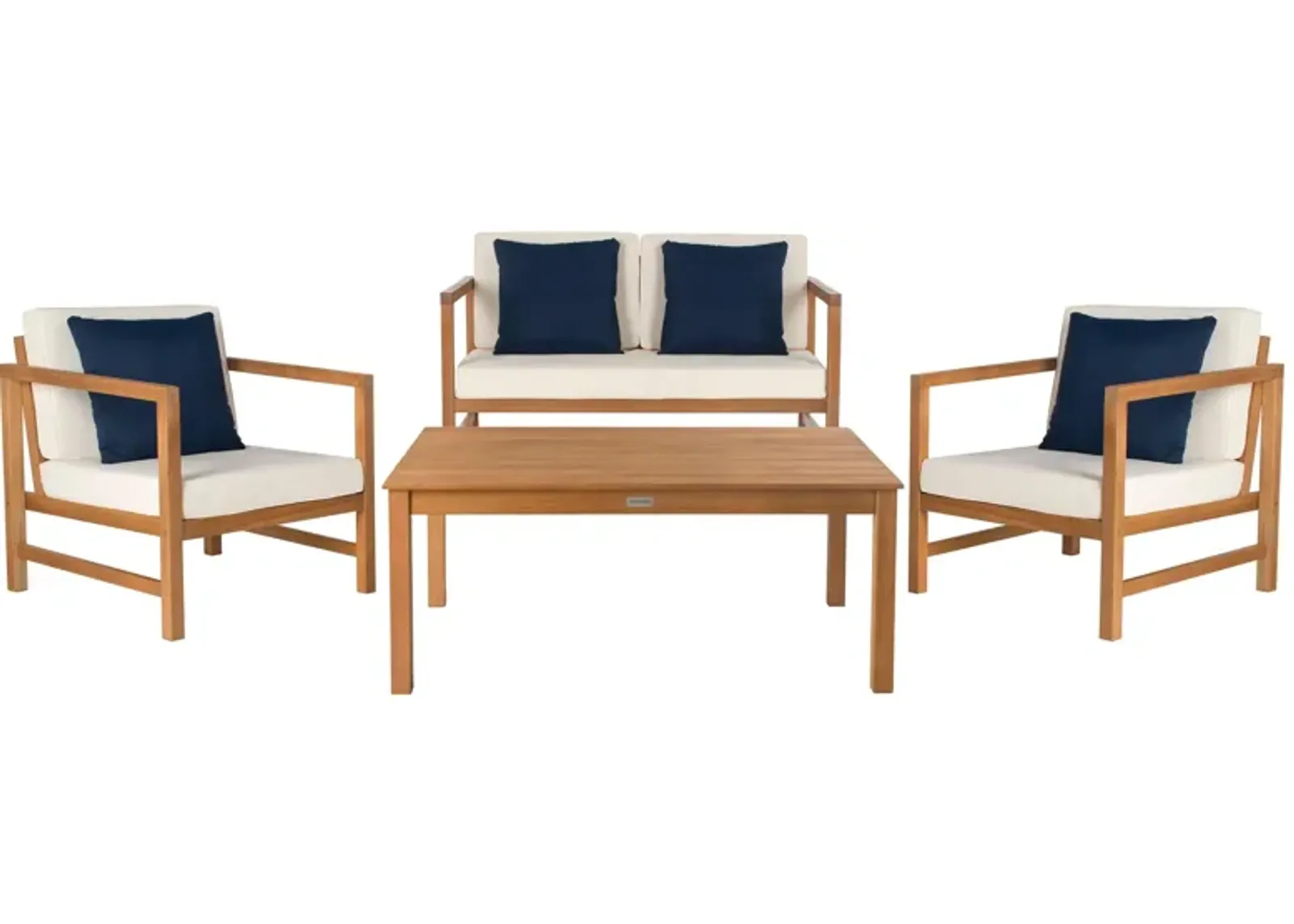 Hinaku 4-pc. Outdoor Set w/ Accent Pillows in Natural / Beige by Safavieh