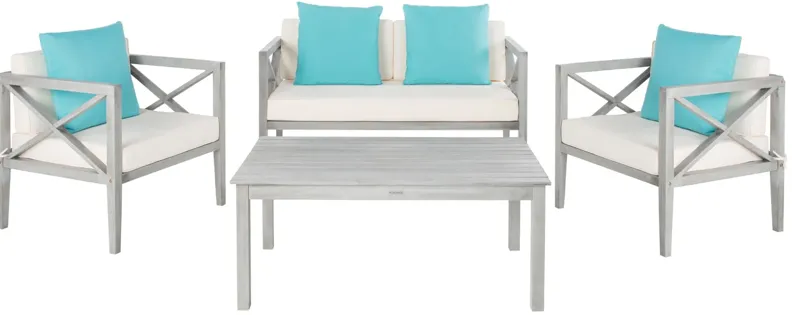 Johannes 4-pc. Patio Set in Pearl White by Safavieh