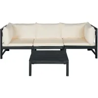 Kyoga Modular Outdoor Sectional Sofa Set in Beige/Black by Safavieh