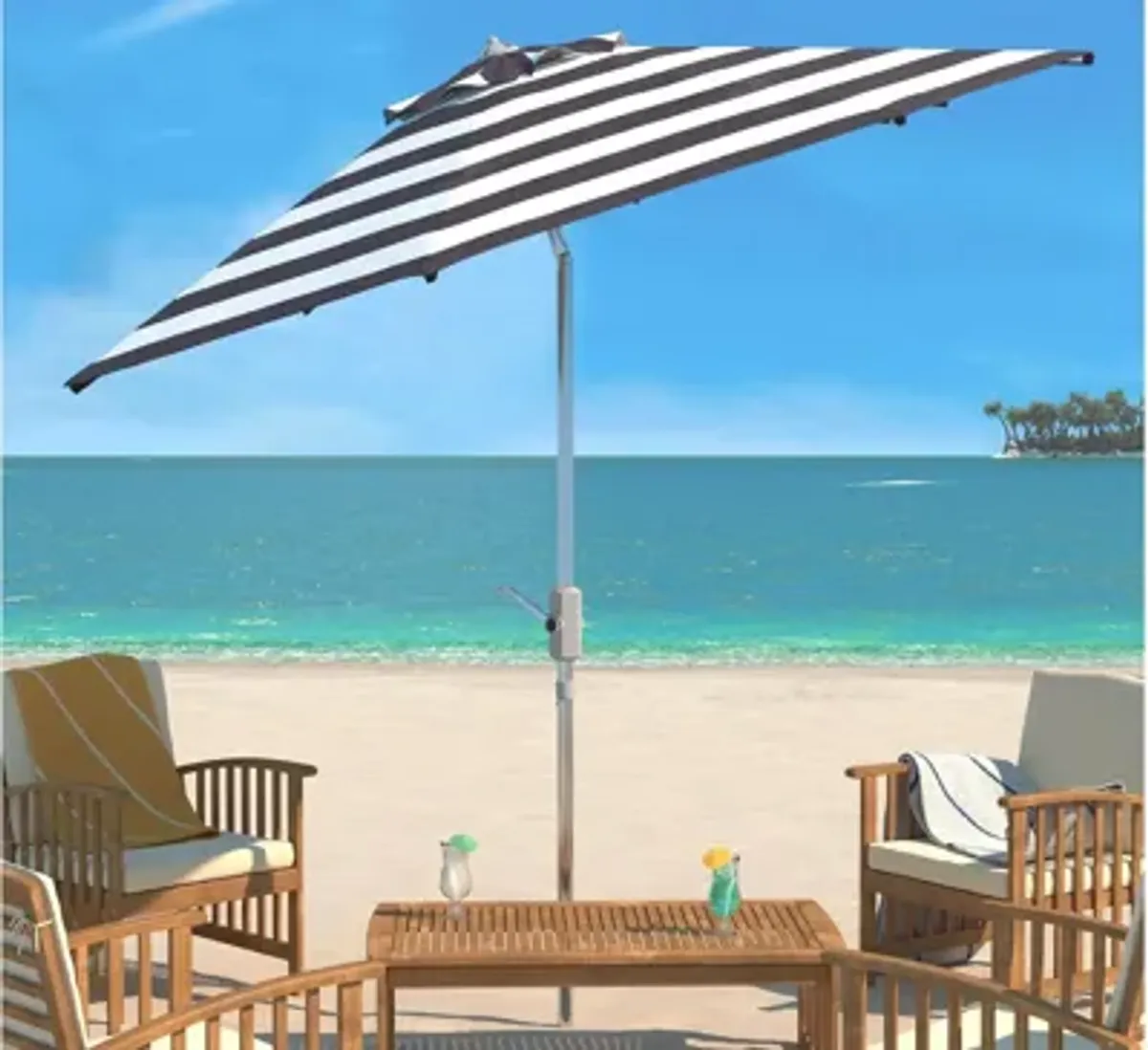 Marcie Outdoor UV Resistant Fashion Line 9 ft Auto Tilt Umbrella