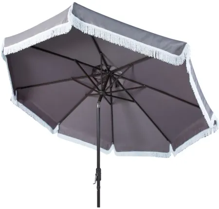 Murphy Crank Outdoor Push Button Tilt Umbrella in Black / Beige by Safavieh